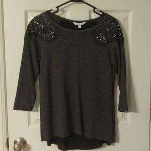 Charming Charlie Grey Sweater w beads